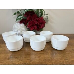 Vintage Arcopal France White Glass Custard Bowls – Set of 6‎